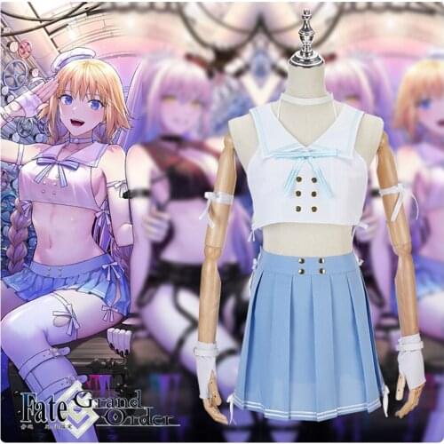 COSSUN FGO Joan Of Arc Costume Women Sleeveless Top Pleated Skirt Summer Swimsuit Halloween Cosplay Outfit