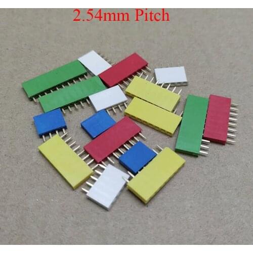 1*4 1x4 Pin 4P 2.54mm Pitch Red Black Yellow Green Blue White Female Connector Socket Single Row Straight Pin Header Strip