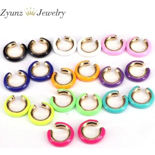 10 Pairs, Geometric No Pierced Neon Enamel Cartilage Earring C Shaped for Women Ear Clips Brincos Ear Cuff Simple Earcuffs