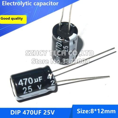 100pcs DIP 470UF 25V 8*12 Electrolytic capacitor