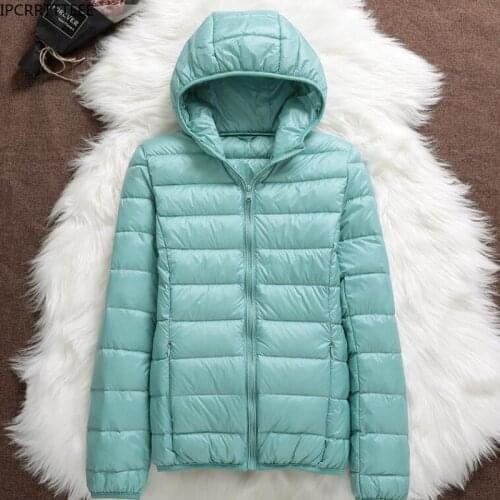 2021 Female Autumn Winter Ultralight Hooded Down Jacket Warm Ladies and Light Women Down Coat Spring Jackets