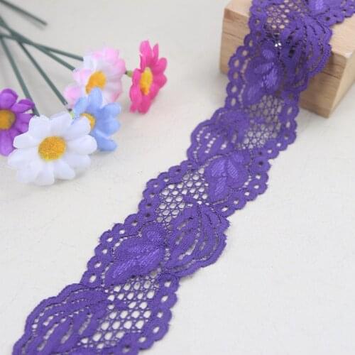 3 Yards/lot 40mm Width Dark Purple Elastic Stretch Lace Trim Sewing/garment/clothes Accesories