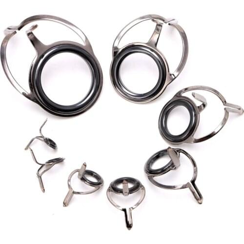 8Pcs 6# - 30# Stainless Steel Eye Rings Fishing Rod Guides Tips Line Repair Kit