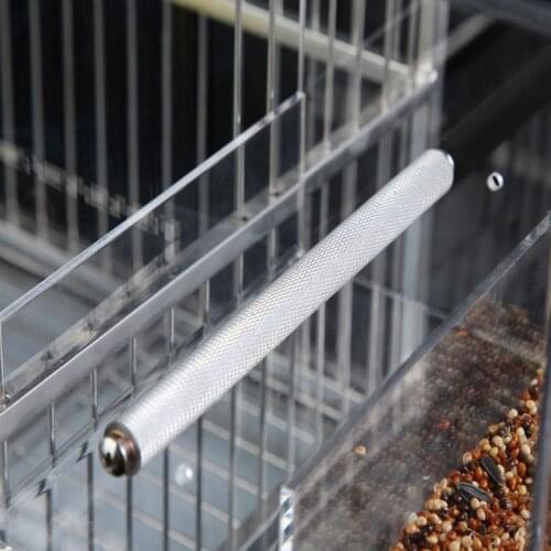 Acrylic Bird Feeder Hanging Seed Tray Box Parrot Perch Stand Cage Feeding Tools R7RC