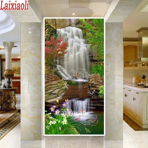5 D diamond painting Waterfall scenery Entrance Background Wall Decor Wall Painting Nature Landscape diamond embroidery mosaic