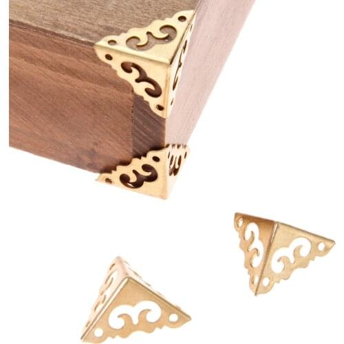 4Pcs Antique Brass Jewelry Box Gift Case Corner Decor Protectors Guard Foot Wood Case Corner Fittings Furniture Accessories 20mm