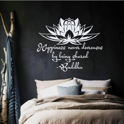 Buddha Lotus Quote Wall Sticker Meditation Wisdom Zen Yoga Studio Decals Vinyl Art Home Decor for Living Room Bedroom Mural 4777