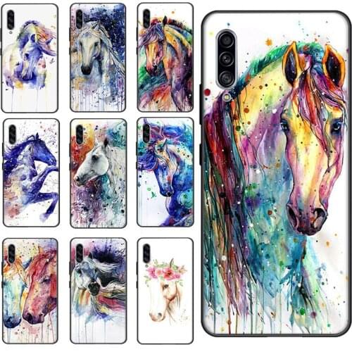 Desxz Phone Case for Samsung Galaxy A30 A51 A50 A71 A12 A32 A52 4G 5G Cover Watercolor horse oil painting