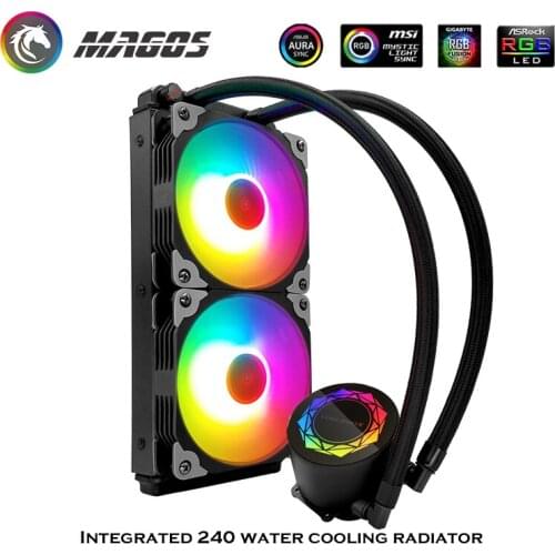 CoolMoon 240 AIO CPU Water Cooling Kit ARGB, PWM 4Pin Smart Control + 5V ARGB M/B SYNC, For i9 LGA 115X 20XX, AM3 AM4