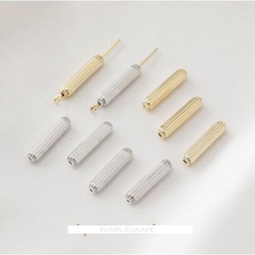 14K gold-coated long cylindrical folds straight hole diy beaded long tube bead earring bracelet hundred matching pieces