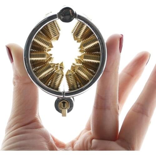 Stainless Steel KALIS TEETH Golden Long Teeth BDSM Scrotum Pendant Male Chastity Device Kalis teeth Chastity device Penis Ring