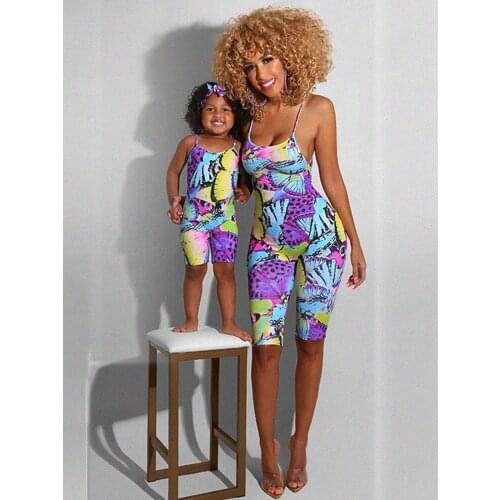 Sleeveless Backless Rompers Mommy And Me Outfits mother daughter sets Summer Mother And Daughter Clothes