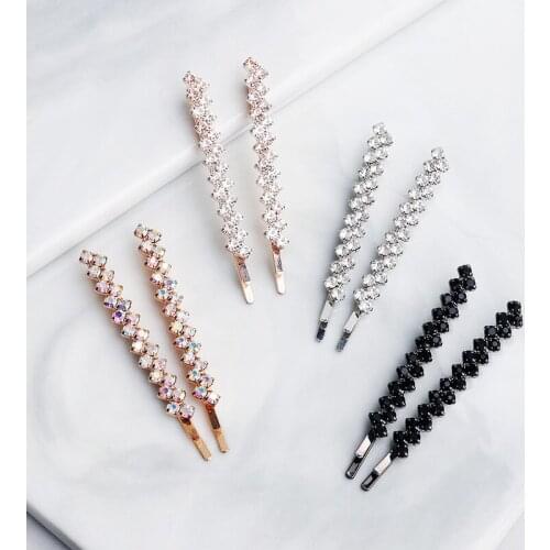 2pcs Shining Crystal Rhinestone Luxury Hair Clip Headwear for Women Girls Hairgrip Hairpin Hair Styling Accessories 2020 Trendy