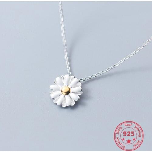 Korean Version Of New Design 100% 925 Silver Small Daisy Necklace Small Fresh Sweet Style Temperament Net Red Jewelry