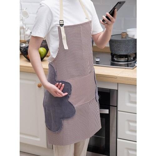 Erasable Hand Apron Female Household Kitchen Waterproof Oil-Proof Japanese Style Cooking Apron Adjustable Overclothes Adult