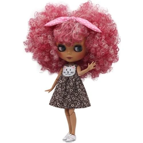 ICY DBS Blyth Doll dark skin joint body New matte face Cute mixed color explosion head DIY sd gift toy