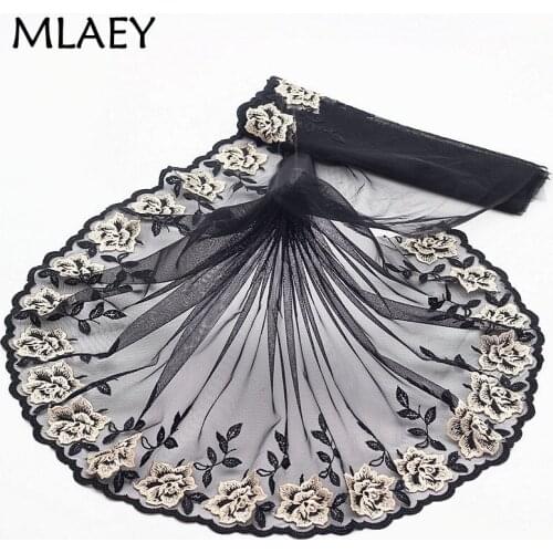 MLAEY 2Yards Black Exquisite Embroidered Flower Lace Trim High Quality Lace Fabric DIY Craft&Sewing Dress Clothing Accessories