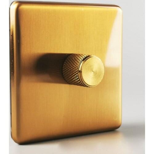 Gold Brushed Stainless Steel Panel Wall Toggle Switch 1-2 Gang 2 Way Wall Light Dimmer Switch EU USB Socket