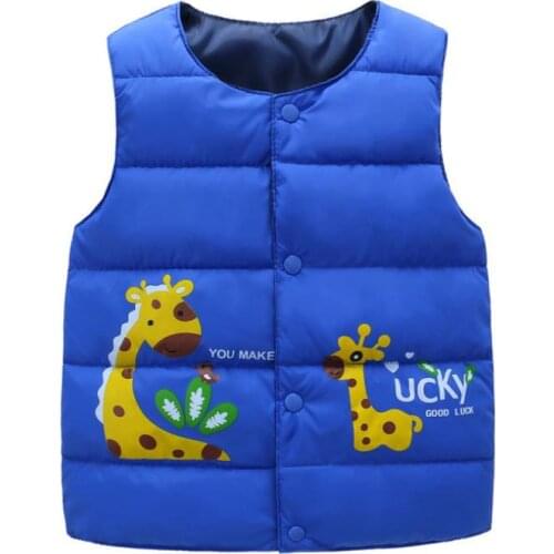 2021 New Children Vests Autumn Winter Cartoons Down Vest Coats Boys Girls Sleeveless Jacket Kids Windproof Warm Waistcoat 2-7Y