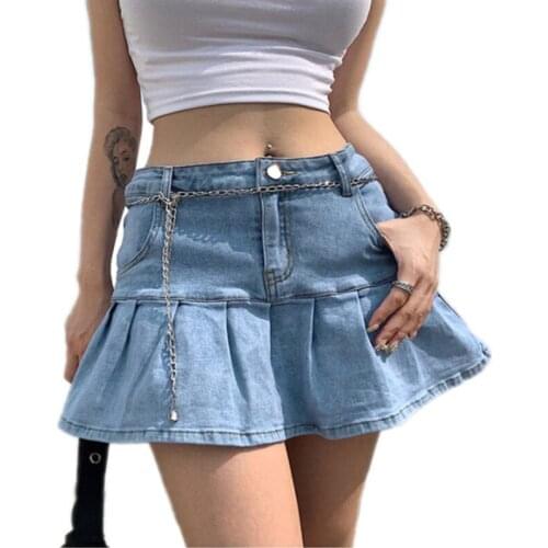 2021 New Womens Summer Denim Short Skirt Fashion Sexy Mini Jeans A-line Skirt XS-XL Global Drop Shipping