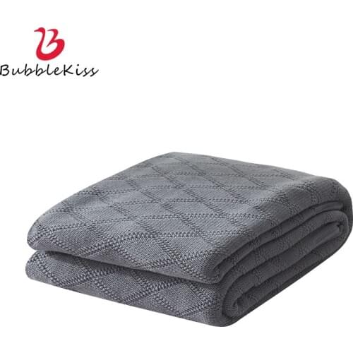 Bubble Kiss Summer Solid Color Fashion Knitted Office Casual Blanket Soft Cotton Blanket for Bed Warm Blanket In The Office 2021