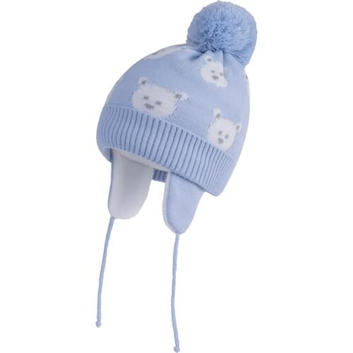 Connectyle Toddler Infant Baby Boys Girls Skull Cap Winter Beanie Knitted Fleece Lined Cute Cartoon Bear Kids Warm Earflap Hats