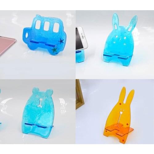 Cute Bear Car Eabbit Shape Mobile Phone Stand Silicone Resin Mold Phone Holder Epoxy Resin Phone Bracket Mold Craft Tool