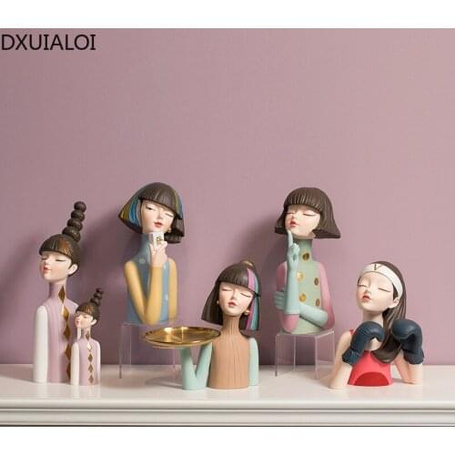 Modern Creative Girl Tray Resin Crafts Housewarming Gift Entrance Storage Key Living Room Desktop Fruit Storage Decoration