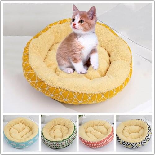 Super Soft Round Pet Bed Kennel Dog Cat Winter Warm Sleeping Bag Long Plush Large Puppy Cushion Mat Portable Cat Supplies