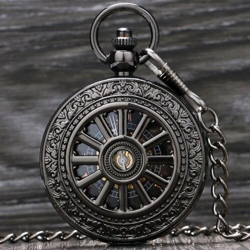Vintage Silver/Black Roman Number Mechanical Pocket Watch Men Women Clock Hours Free Shipping P871-2C