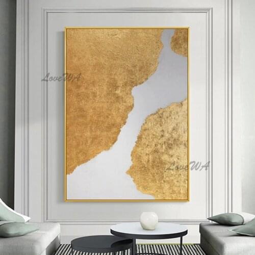 High Quality Home Decoration 100%Handpainted Wall Art For Room Modern Abstract Oil Paining With Gold Texture Unframed Canvas Art
