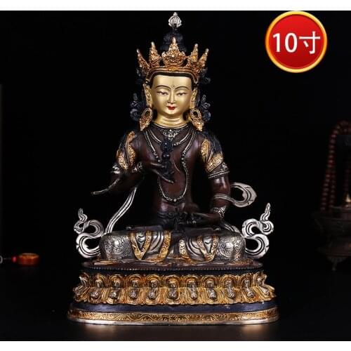 High grade Buddha# 32CM Large-HOME efficacious Protection # Tibetan Nepal Buddhism Vajrasattva plated gold silver buddha statue