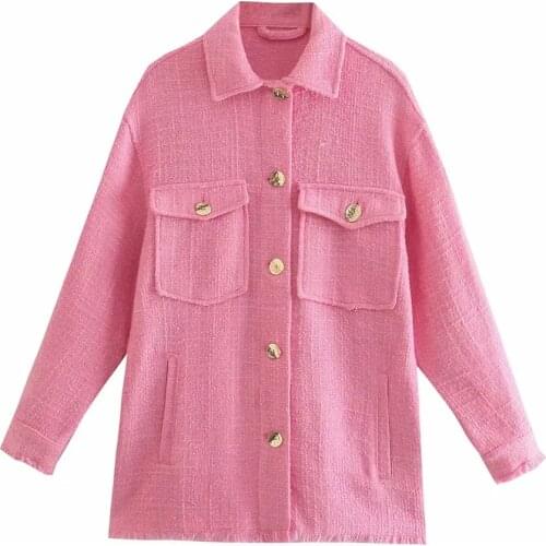 Za Women New Straight Tassel Flannel Shirt Jackets Fashion Office Ladies Loose Coats Female Autumn Vintage Coat XITIMEAO