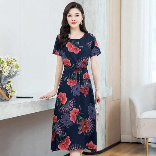 Women Dress Fashion Floral Print O-neck A-line Pocket Plus Size Sukienka Robe Femme Vadim Ropa Mujer Vestidos 9529