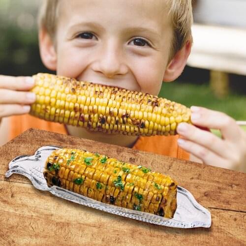1/2PC Creative Corn Trays Corn Cob Holders Family Corn Tray Barbecue Tool Transparent Dish Storage Container For Butter Corn