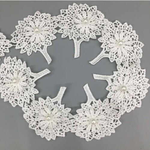 1 Yd Trees Ribbon Flowers Pearl Lace Trimmings Ribbons Beaded Lace Fabric Applique Sewing Craft Crochet Child Dress Clothes