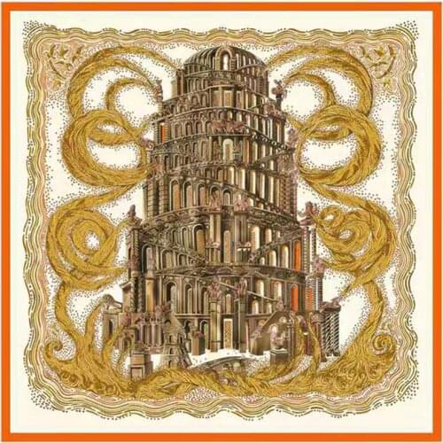 130*130cm Fashion Bandana Women Scarf Luxury Brand Hijab Twill Silk Shawls Scarves For Ladies Foulard Square Scarves Wraps