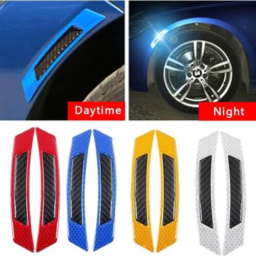 2PCS Car Luminous Sticker Cover Scratches Anti-collision Reflective Strips Wheel Eyebrow Sticker Decoration Exterior Accessories