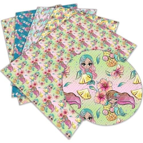 30 cm x 136 cm Cartoon Printed Artificial Leather Fabric Sewing DIY Bag Shoes Material L040