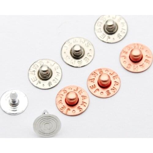400sets/Pack 9.5mm Brass metal garment jeans buttons rivets stud alum nail nickle/copper for jeans pocket free ship ZD-023