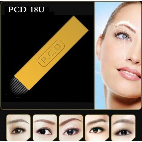 50/100/200 pcs Lamina Agulhas Tebori Microblading 18 U Hard PCD Needle Permanent Makeup Eyebrow Tattoo Needles For Manual Pen