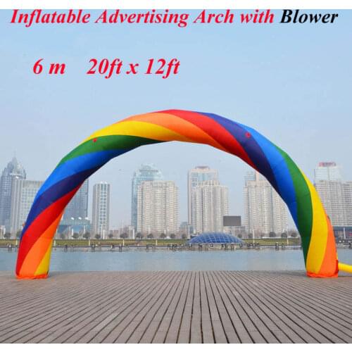 6m Inflatable Rainbow 20ftx12ft Advertising Arch with Blower 220v Colorful Balloon for Advertisement