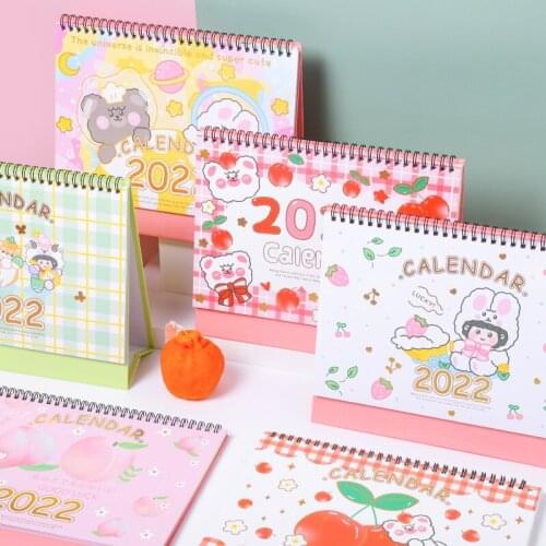 8 Designs Lovely Rabbit Bear 2022 Desk Calendar DIY Cartoon Animal Coil Calendars Daily Monthly Schedule Planner