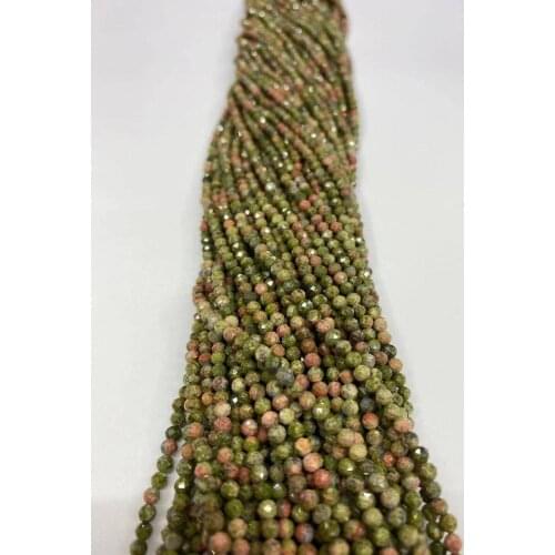 AAANatural greenstone cut beads 2mm / 3mm / 4mm stone jewelry DIY boutique 38cm