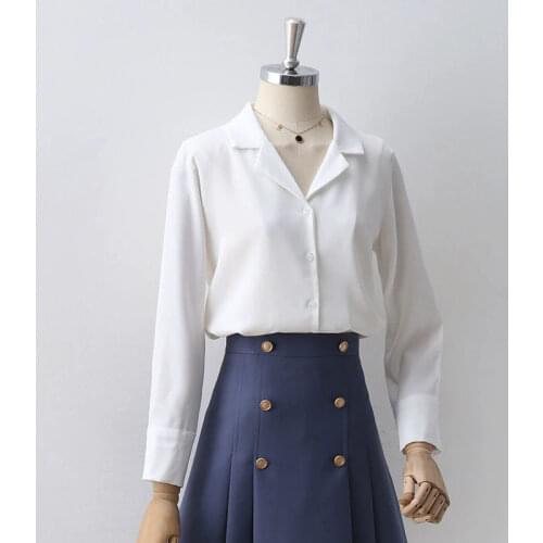 Blouse Women Autumn Suit Collar White Long Sleeve Loose Chiffon Shirt Blusas Mujer De Moda