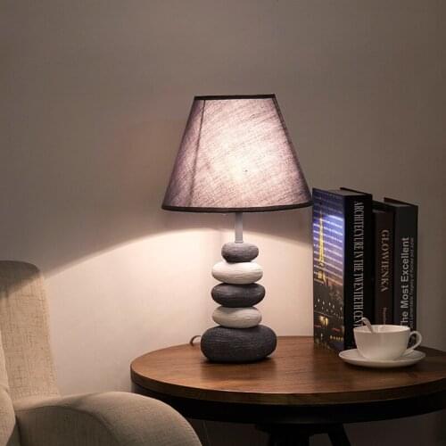 Cobblestone Desk Lamp Originality A Living Room Study Bedroom Bedside Student Dormitory Decoration Cloth Cover Desk Lamp
