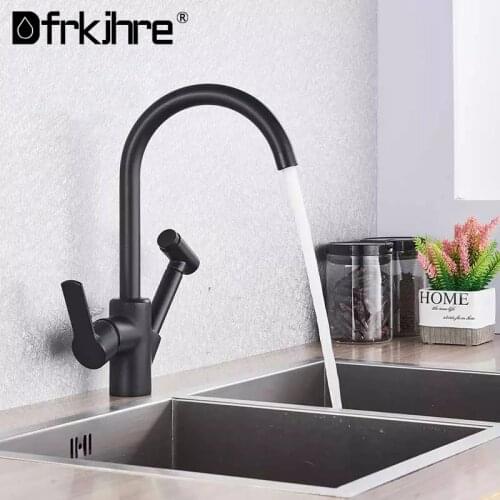 Black Kitchen Faucets Single Handle Pull Out Spray Deck Mounted Kitchen Tap Single Hole Handle 360 Degree Water Mixer Tap
