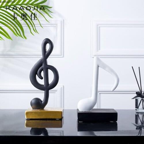 European Black and White Musical Note Creative Resin Musical Note Art Decoration Living Room Bedroom Desktop Ornaments Home Deco