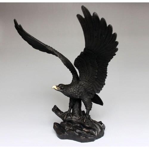 Deep Color Chinese Bronze Copper Decoration Cooperate Hand Eagle Hawk Lanneret Statue