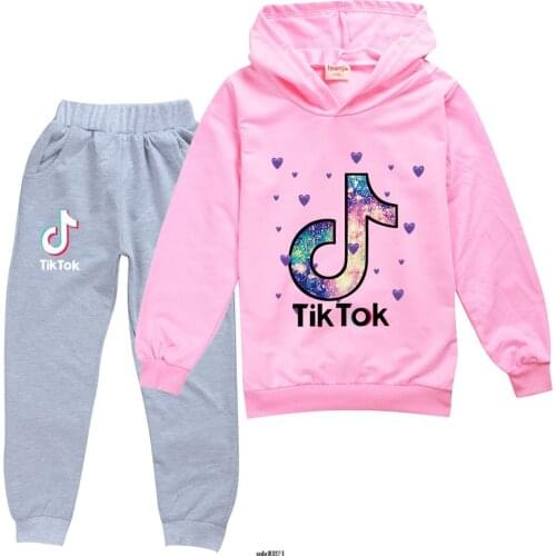 KidsTik Tok Clothes Sets 2021 Christmas Costume Fashion Long Sleeve Cotton Sweatshirt Hoodies Tops Pants for Boys Girls